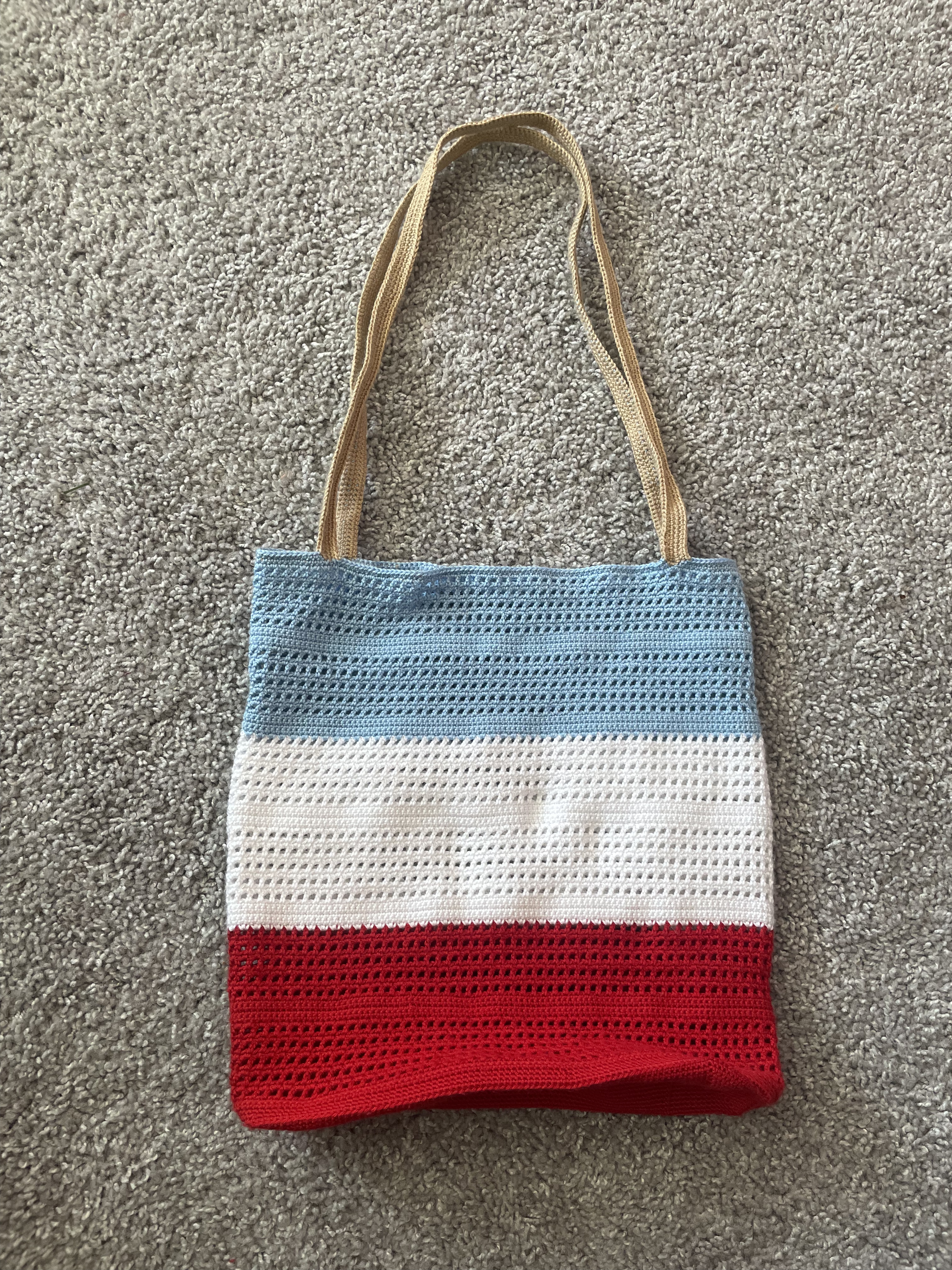 Crochet Red, White, & Blue Beach Bag